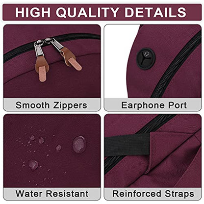 RAVUO School Backpack for Men Women, Water Resistant 15.6 inch Laptop Bag College Bookbag Casual Daypack Travel Rucksack - color: Burgundy
