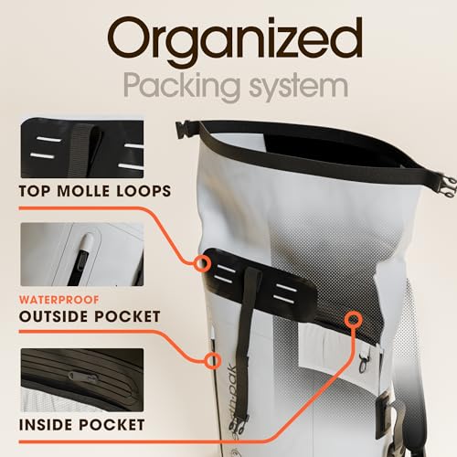Earth Pak Waterproof Backpack - Heavy Duty Hiking Backpack - Roll-Top Closure Bag - Cushioned Dry Bag Waterproof Phone Case - color: Grey, size: 85L