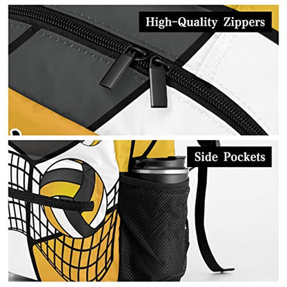 Custom Volleyball Yellow White Black Waterproof Backpack Bookbag with Name for Birthday Holiday Gift - color: Backpack 1