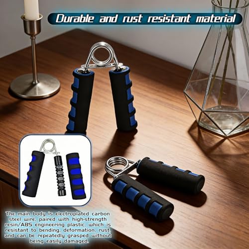 Hand Grip Strengthener Set, Carbon steel wire+thickened foam Hand Exerciser for Wrist Forearm and Finger Strength Training, 2 Pack - color: Blue