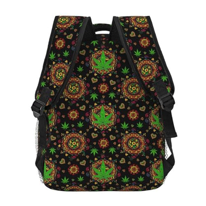 Stylish Travel Backpack Trippy Green Weedleaf Leaf Art, Commuter Daypack with Laptop Compartment for Work, Trips and Gym - color: Pattern (14)