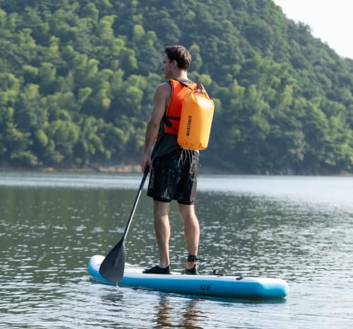 MARCHWAY Floating Waterproof Dry Bag Backpack 5L/10L/20L/30L/40L, Roll Top Sack Keeps Gear Dry for Kayaking, Rafting, Boating, Swimming, Camping, Hiking, Beach, Fishing - color: Deep Yellow, size: 5L