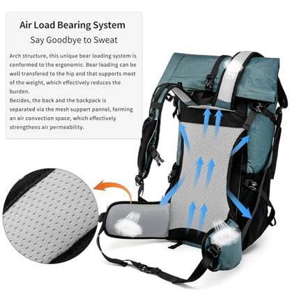 Hiking Backpack,40L to 50L Extra Large Capacity Hiking Bag,Internal Frame Camping Backpack,Upgraded X-PAC Lightweight Sport Daypack Travel Backpack Fit For Mountain Climbing Camping(Grey Green) - color: Grey Green