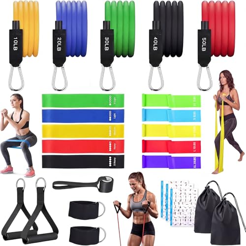 Duraaamo Resistance Bands Set, Long and Fabric Loop Bands for Working Out Exercise Stretching & Physical Therapy – Booty, Glute, Mini & Ankle for Home, Gym, Travel & Rehab