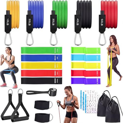 Duraaamo Resistance Bands Set, Long and Fabric Loop Bands for Working Out Exercise Stretching & Physical Therapy – Booty, Glute, Mini & Ankle for Home, Gym, Travel & Rehab