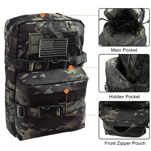 Tactical Mini Molle Hydration Pack,Molle Hydration Carrier with US Flag Water Resistant,Hydropack for Tactical Vest Backpack - style: Bcp