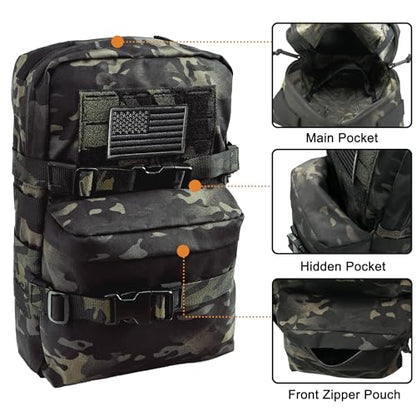 Tactical Mini Molle Hydration Pack,Molle Hydration Carrier with US Flag Water Resistant,Hydropack for Tactical Vest Backpack - style: Bcp