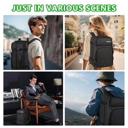 Travel Backpack for Men & Women - 40L Expandable Carry-On Backpack, TSA Approved 16 Inch Laptop, Weekend Outdoor Essentials, Airline Flight Approved, Black