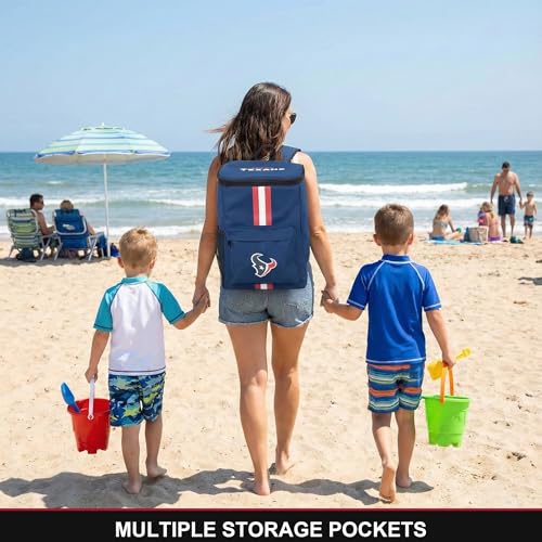 Cooler Backpack – Portable Soft Sided Ice Chest – Insulated Bag Holds 36 Cans - Football Gear – Show Your Team Spirit with Officially Licensed Fan Gear - style: Houston Texans