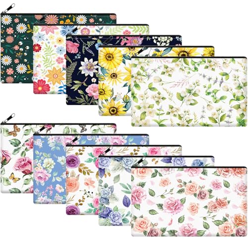 Reginary 20 Pcs Makeup Bags Gifts for Women Canvas Cosmetic Bags with Zipper Mothers Day Bulk Gift Travel Purse Organizer Pouch Accessory, Toiletry Large Capacity,7 x 4.3 Inch - style: Floral