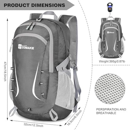 ZOMAKE Lightweight Packable Backpack 35L, Foldable Backpacks Water Resistant Collapsible Light Daypack for Hiking(Medium Grey) - color: Medium Grey B