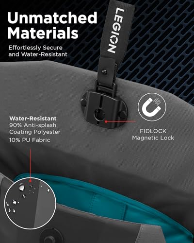 Lenovo Legion Gaming Backpack GB400 for Computers Up to 16 Inch - Lightweight Water Repellant Bag with Multiple Pockets, & Superior Valuables Protection for Gamers (Black) - style: Gb400
