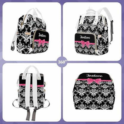 Newcos Abstract Damask and Pink Glitter Diaper Bag Nursing Baby Bags Nappy Bag Casual Travel Daypack for Mom Gifts Design 35 One Size - color: Design 35