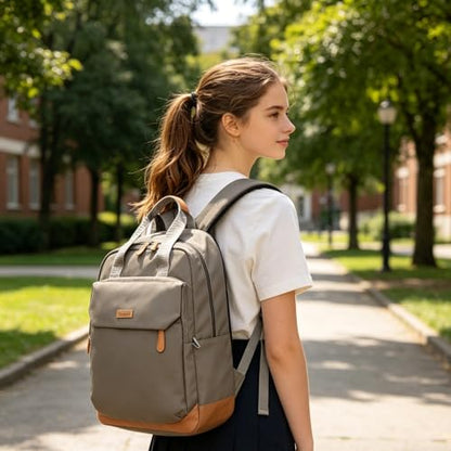 Minimalist Laptop Backpack with Luggage Strap, Stylish Daypack with Anti-Theft Pocket, Durable Casual Carry (KHAKI) - color: Khaki