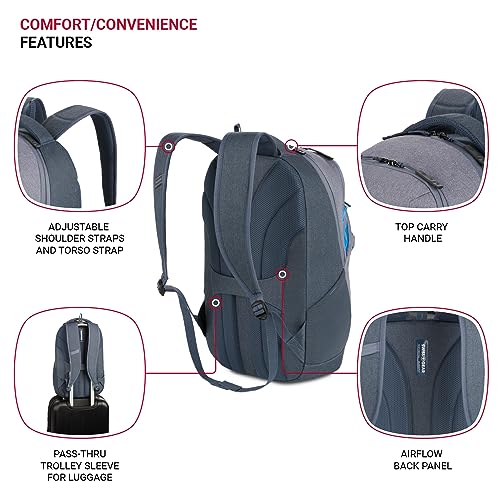 SwissGear 8175 Laptop Backpack, Navy/Grey Heather, 18 Inches - color: Navy/Grey Heather