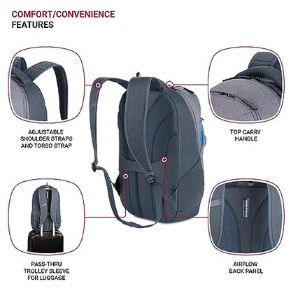 SwissGear 8175 Laptop Backpack, Navy/Grey Heather, 18 Inches - color: Navy/Grey Heather