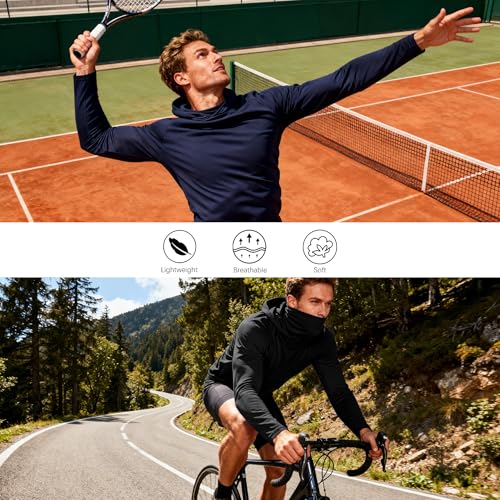 HovSiyla Mens Fishing Hoodie UV Sun Protection Shirts UPF Rash Guard Long Sleeve Shirts Hiking Performance Mesh Face Mask Top - color: 5 Pack : Black Grey White Navy Red, size: Small