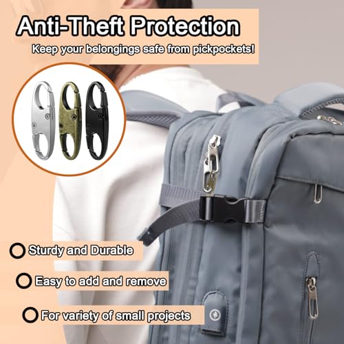 6Pcs Double Opening Lock Zipper Pull Replacement Clips, Small Carabiner Clips, Zipper Locks Anti Theft Deterrent for Bag Luggage Pickpocket Backpack Purse Travel Suitcase (Bronze) - color: 6pcs Bronze