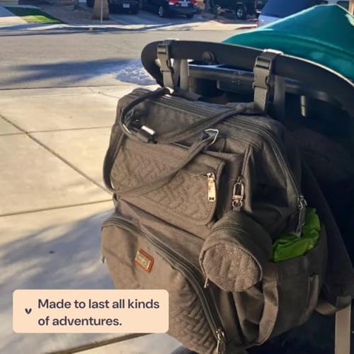 BabbleRoo Diaper Bag Backpack, Multifunction Nappy Changing Bag with Changing Pad, Stroller Straps & Pacifier Case, Unisex Stylish Travel Back Pack for Moms & Dads - Black - color: Black