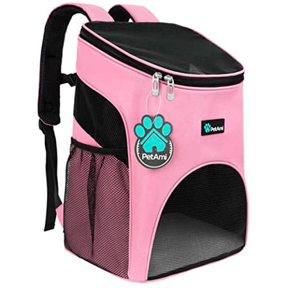 PetAmi Cat Backpack Carrier, Airline Approved Pet Carrier Backpack for Small Dogs and Large Cats, Soft Sided Collapsible Ventilated with Sherpa Bed for Hiking Travel, Max 18 lbs, Pink - color: Pink