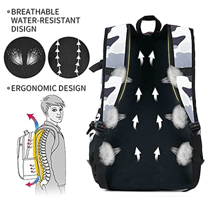 rickyh style School Backpack Travel Bag for Men & Women Lightweight College Back Pack with Laptop Compartmen - color: 04camouflage White