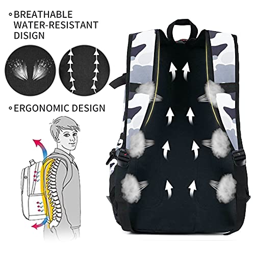 rickyh style School Backpack Travel Bag for Men & Women Lightweight College Back Pack with Laptop Compartmen - color: 04camouflage White