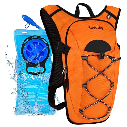 Zavothy Hydration Backpack with 2L Hydration Bladder Water Backpack for Hiking Hydration Pack for Running Cycling Hiking - color: Orange