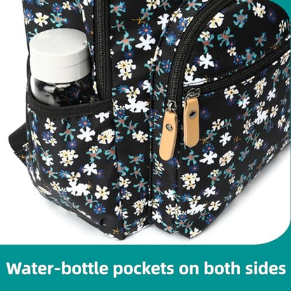 Leaper Water-resistant Floral Laptop Backpack Women Travel Bag Bookbags Satchel (Dark Blue-White Flower2) - color: Dark Blue-white Flower2, size: Large