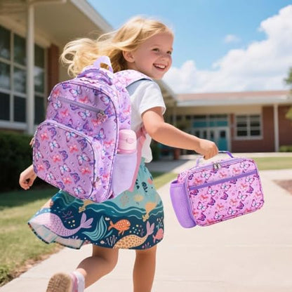 RHCPFOVR Kids Backpack for Girls - Girls Backpack 3-8 Ages Butterfly for Kids 15 Inch School Bookbag for Kindergarten Elementary School Bookbag for Girl 1st 2nd Grade - style: Butterflie