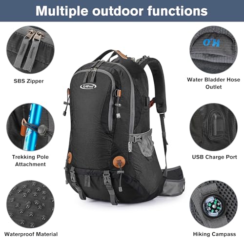 G4Free 50L Hiking Backpack Waterproof Daypack Outdoor Camping Climbing Backpack with Rain Cover for Men Women - color: Black01