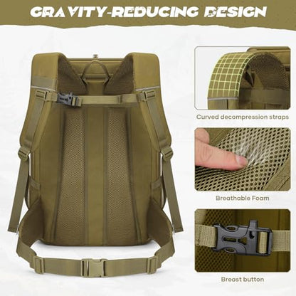 Maelstrom Tactical Backpack for Men, Water Resistant 40L Military Backpack, for Hiking, Camping, Gym with Molle System (Khaki) - color: B.khaki