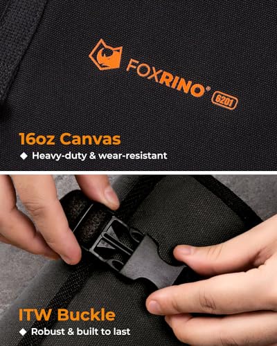 Foxrino Tool Roll For Men, Heavy Duty Tool Roll Bag Organizer, Roll Up Tool Pouch with 20 + 1 Pocket, Perfect Gifts for Men Father Dad Mechanic, Black - color: Black