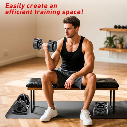 Adjustable Dumbbell Set of 2, 110lbs/50lbs Free Weights Dumbbell Set, 5-in-1/10-in-1 Quick-Lock Hand Weights, 25lbs/55lbs Pair with Anti-Slip Texture Handle, Weight Set For Home Gym Suit both Men and Women - color: Black 25LB Set of 2（Round）5 in 1
