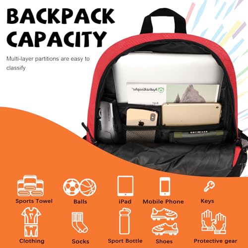 Goloni 35L Basketball Bag,Basketball Backpack with Shoe and Ball Compartment,Backpack for Soccer, Volleyball - color: Red