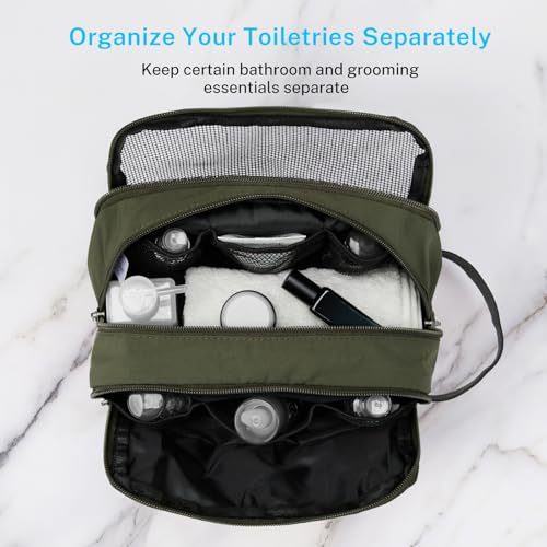 Gonex Travel Toiletry Bag Nylon, Toiletries Kit Shaving Bag Toiletry Organizer Olive & Brown - color: Olive & Brown