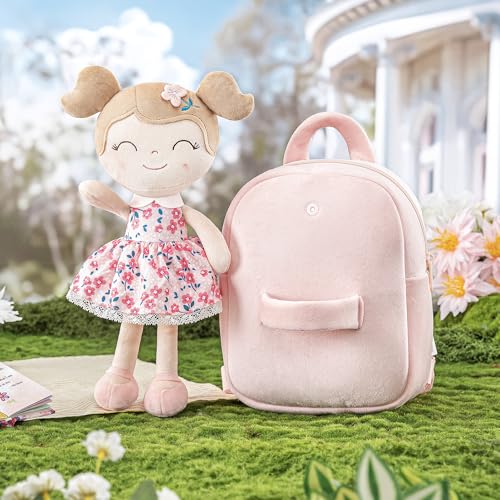 Gloveleya Toddler Backpack Baby Girl Gift Plush Bag Diaper Bag Plush Printed Sakura Backpack - color: A012 Printed Sakura Backpack, size: 9 inches