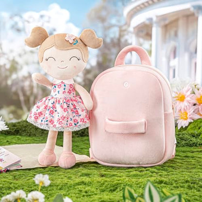 Gloveleya Toddler Backpack Baby Girl Gift Plush Bag Diaper Bag Plush Printed Sakura Backpack - color: A012 Printed Sakura Backpack, size: 9 inches