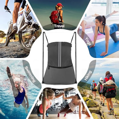 Drawstring Backpack Large Sports Draw String Bag for Men and Women (Urban Gray) - color: Two Tone Urban Gray