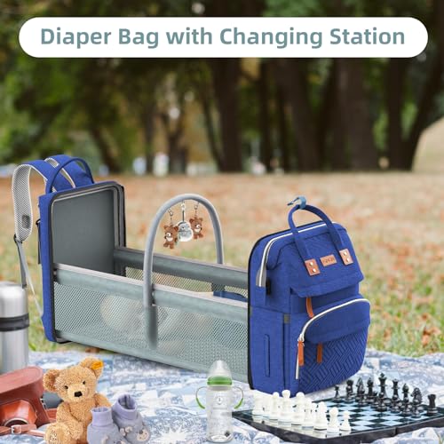 ISMGN Diaper Bag Backpack with Changing Station, Large Diaper Bag, Multifunctional Diaper Bag, Blue - color: Upgrade Blue