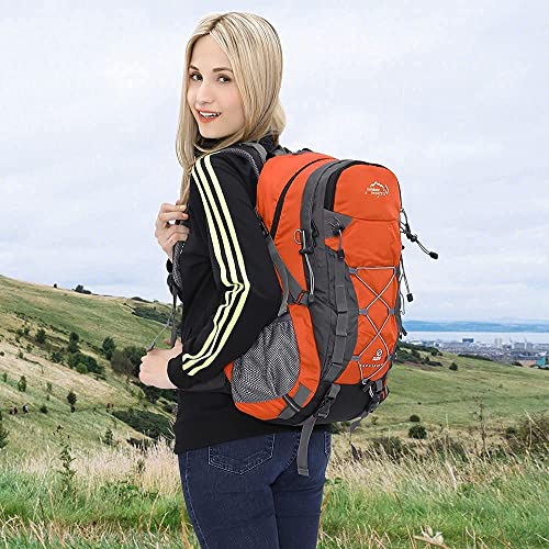 INOXTO lightweight Hiking Backpack 35L/40L Hiking Daypack with Waterproof Rain Cover for Travel Camping Outdoor Men and Women - color: 35l Orange