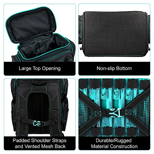 Evolution Fishing Drift Series Tackle Backpack, Outdoor Rucksack w/ 6 Fishing Tackle Trays, Heavy Duty - color: Seafoam, size: 3600