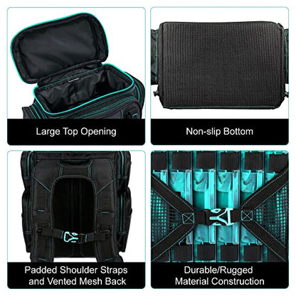 Evolution Fishing Drift Series Tackle Backpack, Outdoor Rucksack w/ 6 Fishing Tackle Trays, Heavy Duty - color: Seafoam, size: 3600