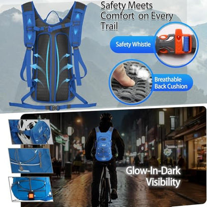 WOLT Hydration Backpack 18L Hiking Water Backpack with 2L Water Bladder for Men Women, Hydration Pack for Running Cycling Biking and Climbing - color: Blue