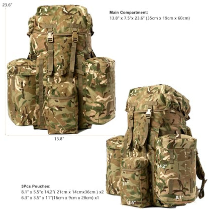 MT PLCE Tactical Backpack with Internal Frame, Military Rucksack for Outdoor, Hiking, Survival - color: Mtp