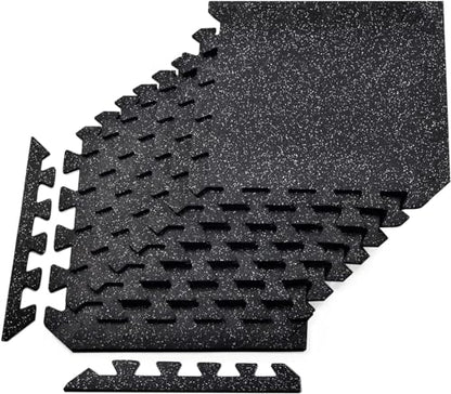 Yes4All Heavy Duty 100% High Density Rubber Floor Tiles Interlocking Mat - 8 Pcs 20 SQFT, Gray - color: Gray Dot, style: 20SQFT