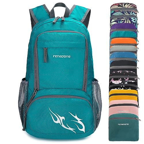 FENGDONG 35L Lightweight Foldable Waterproof Packable Travel Small Hiking Backpack Daypack for men women - color: A3-green-upgrade