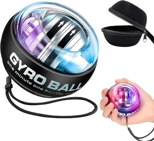 Torque Ball Hand Exerciser - 2026 Internal Resistance System Self-Starting Wrist Power Gyro Balls with Auto-Start Colorful LED Lighting - color: Black