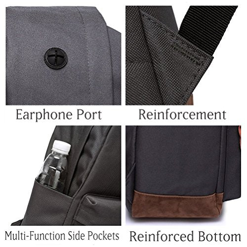 Backpack for Men Women,VASCHY Classic Water-resistant Lightweight Travel School Backpack Casual Daypack - color: Dark Gray