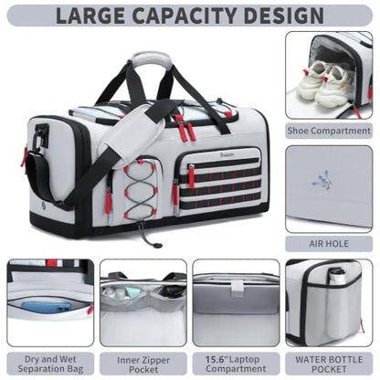 BOSSTIN Gym Bag for Men & Women, 45L-50L Expandable Sports Duffle Bag - color: Grey