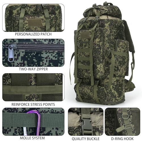 Hiking Backpack for Men 70L/100L Camping Backpack Military Rucksack Molle 3 Days Assault Pack for Climbing - color: 100l-greenmix